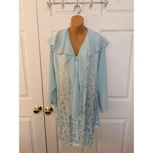 Vintage Sarah Spencer Nightgown Sleepshirt with Attached Sheer Scarf L